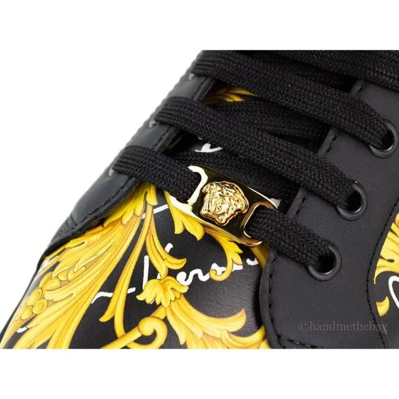 NEW Versace Mens Low Top Leather Vitello St. Barocco Print Sneaker Shoes Size 9 - Picture 8 of 10
